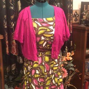 Lane Bryant Green & Magenta Dress w/Bolero